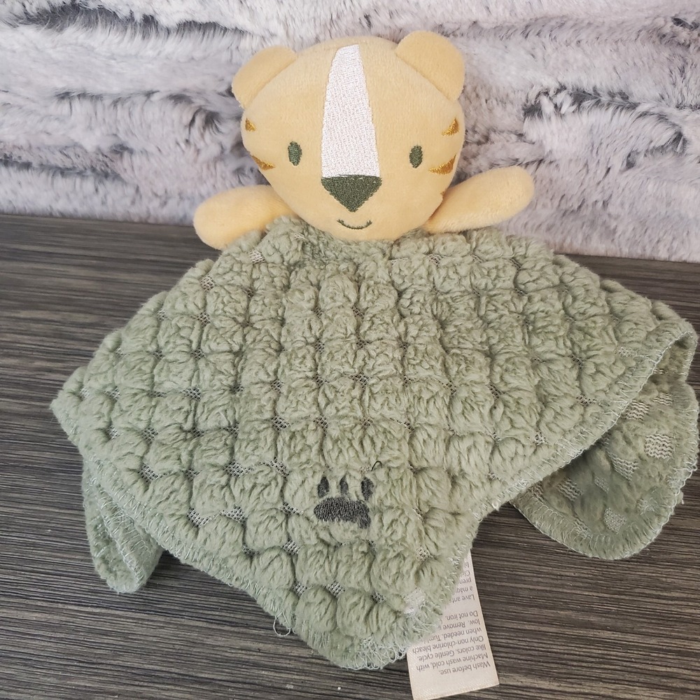 BABY STARTERS Tiger Lovey Security Blanket Paw Print Chenille Sage Green 2021